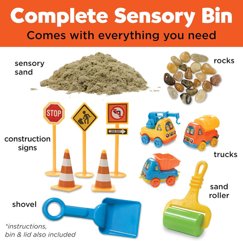 Creativity for Kids Sensory Bin: Construction Zone Playset, Excavator Toys for Boys Ages 3-5+ for Outdoor Fun