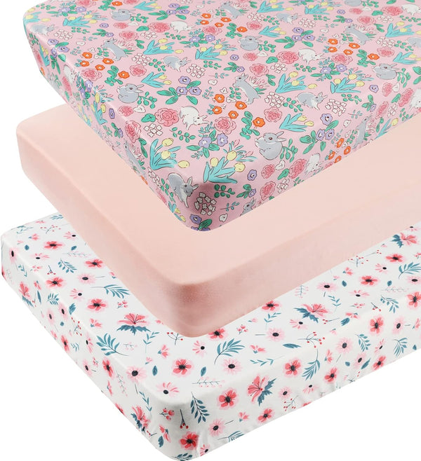 Pack n Play Sheet Stretchy Fitted Portable Mini Crib Sheets Set 3