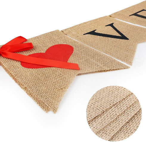 Valentines Decor, Be Mine Hanging Banner with 28 Pcs Felt Heart Garland, Burlap Decorations for Valentine's Day