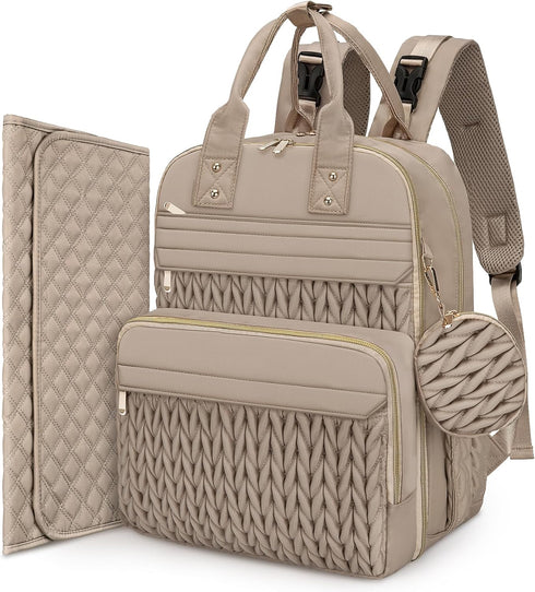 CandyHome Diaper Bag Backpack, Waterproof Stylish Baby Bag with Changing Pad, Large