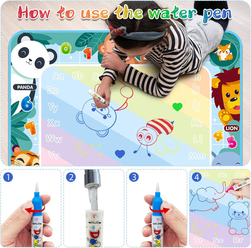 Extra Large Water Doodle Mat for Kids, Mess Free Coloring Toy for Boys and Girls Ages 2-8, Holiday Gift