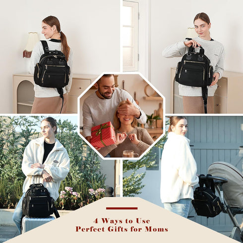 Backpack Pad,13 Diaper Bag Travel Baby Bag with Changing Pockets, Insulated Pockets,USB Charging Port,Baby Shower
