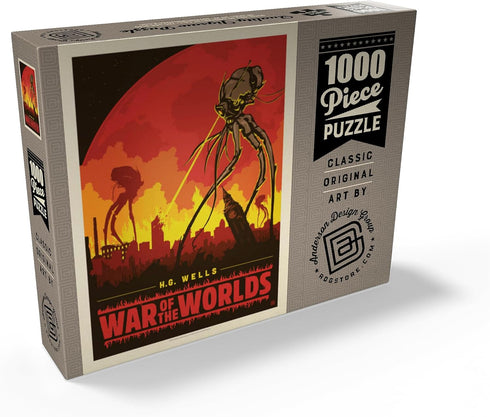 MyPuzzle War of The Worlds: H.G. Wells, Vintage Poster - Premium 1000 Piece Jigsaw Puzzle for Adults
