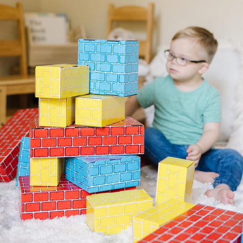 Melissa & Doug Jumbo Extra-Thick Cardboard Building Blocks - 40 Blocks in 3 Sizes for Pretend Building