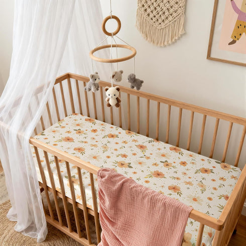 Generic 52"x28" 3 Pack Muslin Crib Sheets, Fitted Crib Sheet for Baby Girl and Boy, Soft Cotton Cover for Standard Crib