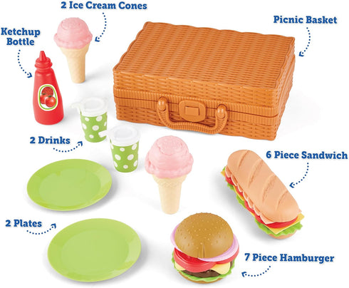 Kidoozie Lunch for Two Picnic Set - Imaginative Play Food Fun for Indoor or Outdoor Playset for Ages 2+