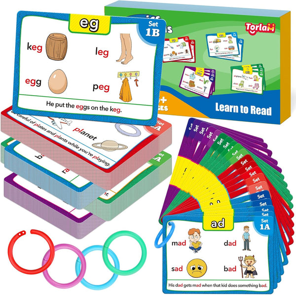 Torlam Phonics Flash Cards Learn to Read Spelling Reading Sight Words Phonics