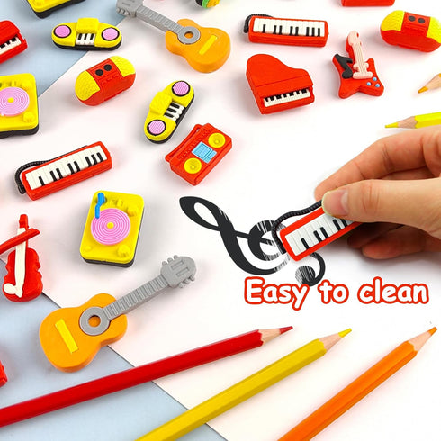 30 3D pcs Musical Erasers for Kids Classroom PrizesPuzzle Eraser Take Apart Musical Instrument Pencil Erasers for Kids