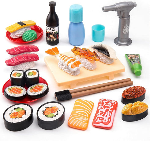 Funpynani Sushi Slicing Play Food Set, 34Pcs, 3+ Ages LED Light with Color