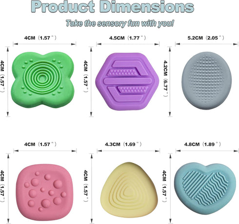 6Pcs Fidget Toys Sensory Worry Stones for Kids Calming with Autism Texture Sensory Toys Anxiety Relief Fidgets