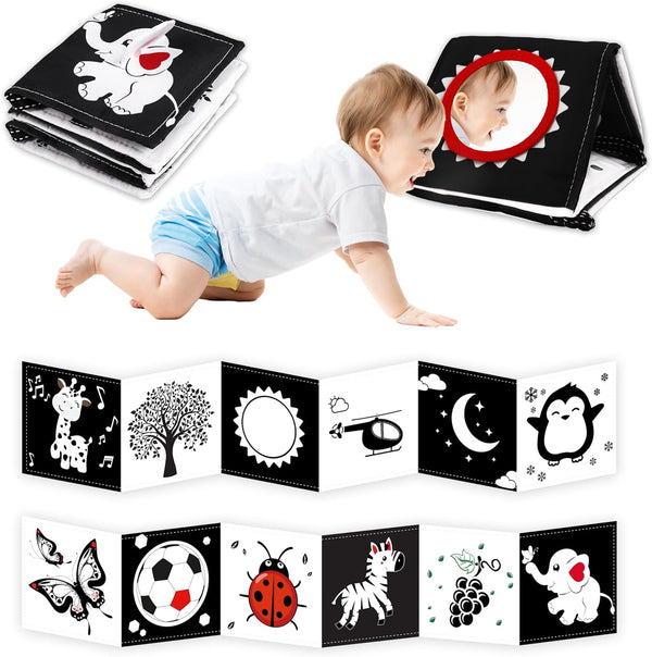 High Contrast Black and White Baby Toys for Newborn, Tummy Time Sensory Toys, Montessori Gifts for 0-12 Months