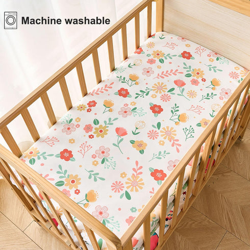 HomGoodz 52 28 Inches Floral Crib Sheets for Baby Girls x Fitted Crib Sheet for Standard Crib and Toddler Mattress,Baby