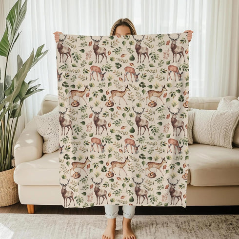 Cstdyfrv Country 60x80in Vintage Deer Boho Leaves Baby Blankets for Boys Girls Animal Receiving Swaddle Blankets