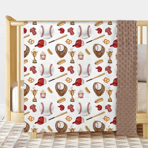 Buerhanerry 30"x40" Baseball Baby Blanket for Boys, Sports Toddler Soft Minky Blanket with Double Layer Dotted Backing