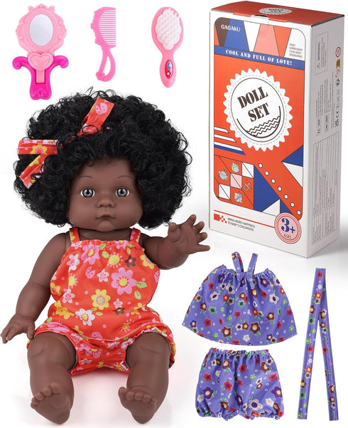 3 4 5 6 Old,12 inch 2-Sets GAGAKU Black Baby Doll for Years Black Baby Dolls for Girls with Curly Hair, Doll
