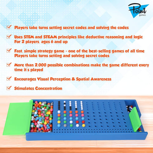 Point Games Code Breaker Board Game - Code Breakers Toy - STEM Toys - Color Brain Game - Kids Development - Toys for Boys & Girls, Suitable for 8+ Ages and up - Family Games