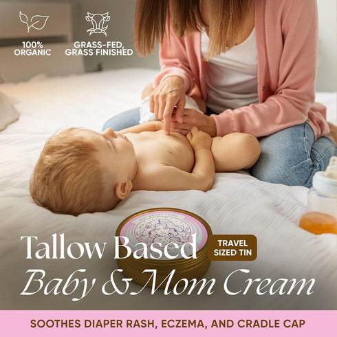 4 oz Eat My Face Baby & Mom Beef Tallow Cream Gentle Enough for Newborns, Powerful Enough for Mom | Grass Fed, Organic