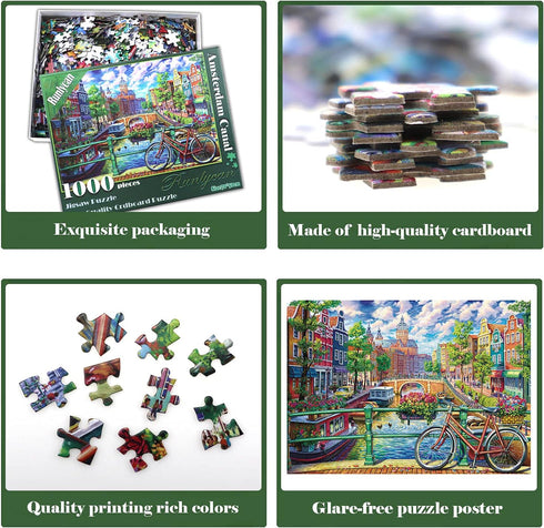 Jigsaw Puzzles 1000 Pieces for Adults - Amsterdam Canal Educational Game Toys, Family Decoration Puzzle