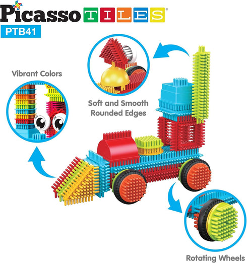 Picasso Toys 41pc Hedgehog Block Building Set - Construction Toy with IdeaBook, STEM Educational Kit