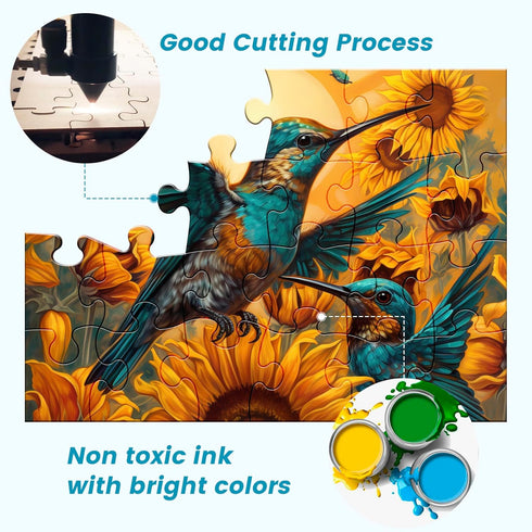 WSCXSC 6 Pack 24 Hummingbird Large Piece Puzzle for Seniors Paper Dementia Puzzles for Elderly Adults Easy Puzzle