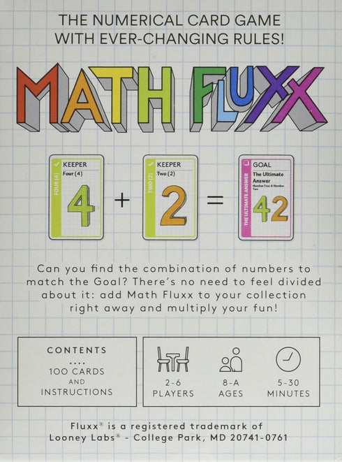Math Fluxx Card Game by Looney Labs - A Mathematical Adventure for All Ages