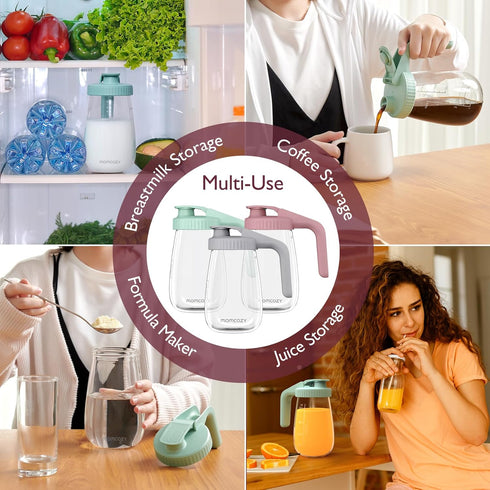 Momcozy Breast Milk Pitcher, Resistant to Heat and Cold Abrupt Temp Swings, No Leak Glass Breast Milk Fridge Storage