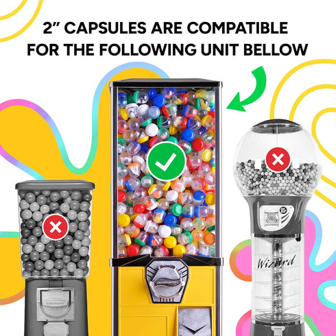 Entervending Empty Clear-Colored Round Capsules, 2 inch, 50 pcs Bulk for Toy Gumball Machines
