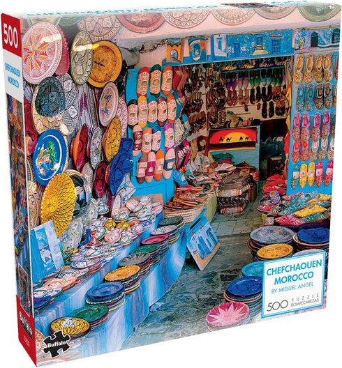 Buffalo Games - Miguel Angel - 500 Piece Jigsaw Puzzle for Adults - Chefchaouen Morocco - Perfect for Game Nights