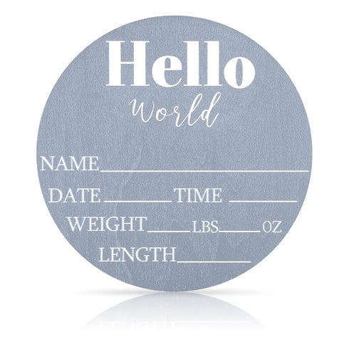 NQEUEPN Wooden Baby Announcement Sign, 5.9 Inch Hello World Newborn Sign Birth Announcement