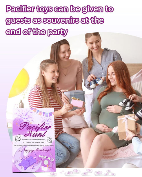 Rafleta 1 50 Baby Shower Games, Baby Shower Decorations, Baby Pacifier Hunt Sign and Acrylic Pacifiers for Gender