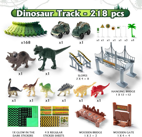 268 3-5, Set, 2 Set, 3-9 PCS Race Tracks Dinosaur Toys for Kids Glow in The Dark Magic Toy Dinosaur Cars Track