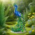 USVillGO Set, Teen(807PCS) Flowers Peacock Building Block Fly Animal Art Bird Peacock on Botanicals Green Vivid Feather