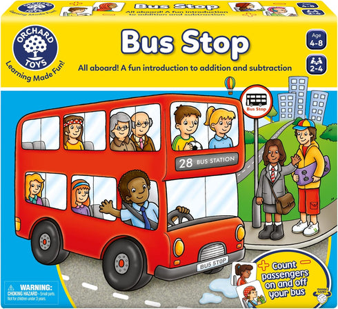 Orchard Toys Moose Games Bus Stop Game - Fun Introduction to Addition and Subtraction for Ages 4-8, 2-4 Players