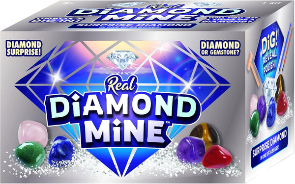 JA-RU Real Diamond Mine Gemstone Dig Kit (2 Packs) - Break Your Own Geodes, Party Favors for Kids Goodie Bags