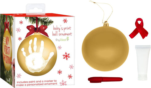 Tiny Ideas Christmas Baby's Handprint Ball Ornament, DIY Classic Hanging Bauble, Newborn Holiday Keepsake Gift
