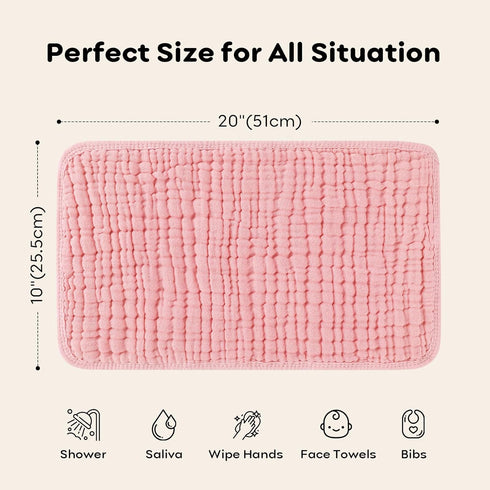 6 Pack 20" 10" 6-Layer 100% Looxii Muslin Burp Cloths Baby Girl - x - Ultra Soft & Absorbent, Cotton for Spit Up