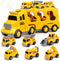 Construction Toy Trucks with 6 Construction Vehicles, Sound Light Transport Carrier Truck