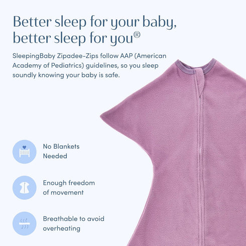 0.8 (4-8 SleepingBaby Zipadee-Zip Fleece Transition Swaddle - Arms-Out Wearable Blanket for Baby Sleep, Soft Breathable
