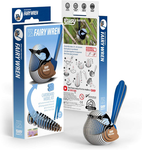 Eugy Fairy Wren 3D Puzzle - 26 Piece Eco-Friendly Educational Toy for Kids Ages 6+