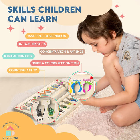 Keyssori 3-5, 3 Magnetic Maze Board for Kids Age Montessori Educational Wooden for All Toddlers Busy Board, Preschool