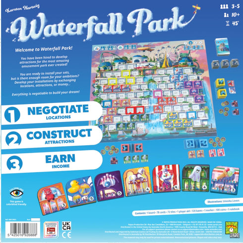 Waterfall Park Board Game - Build the Ultimate Amusement Park! Fun Family Strategy Game for Kids and Adults
