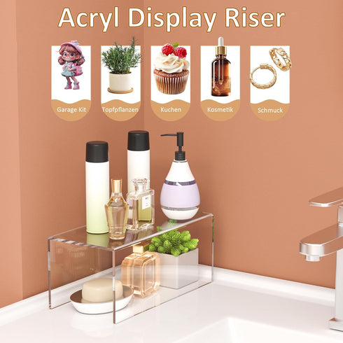 12x5.5x5 pack 2, Countertop 12x5.5x5 Inch Sezanrpt Acrylic Shelf Riser of Acrylic Display Storage Organizer for Funko