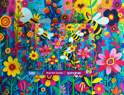 Springbok's Busy Bee Garden 500 Piece Jigsaw Puzzle for Adults, Colorful Display of Bees in The Garden