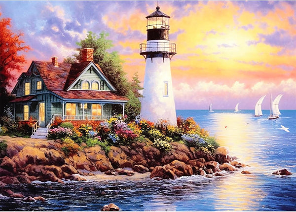 500 Piece Puzzle for Adults, Lighthouse, Recycled Cardboard Jigsaw Puzzles, Family Activity, Gift Idea 20.5X15 inches