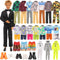 Miunana 10 Pcs Fashion Pack - 5 Sets of Casual Wear Clothes and 5 Shoes for Boy Doll, Random Styles Included