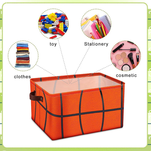 4 Closet Bokon Pcs Sports Ball Storage Basket Bin Fabric Toys Storage Cube with Handles Collapsible Shelf Cloth
