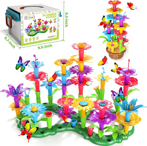 102Pcs Flower Garden Building Toys for Girls Age 3-7, Upgrade DIY Stacking Toys, STEM Educational Toddler Toys
