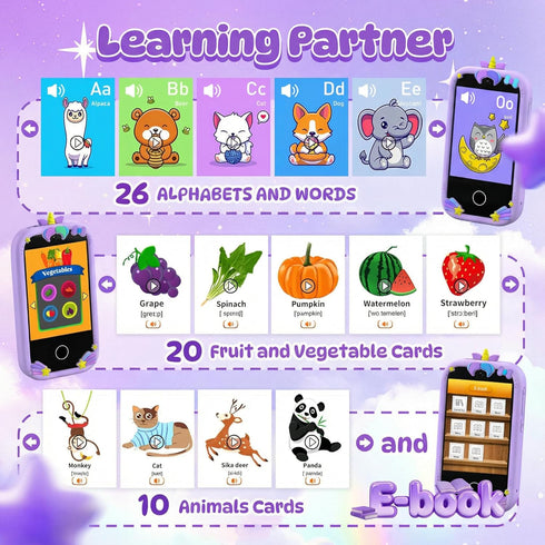 Uckqui 2.8" 18 MP3, 32GB 3-10, Kids Smart Phone for Girls, Toddler Phone Toy with Dual Camera, Touchscreen, Games