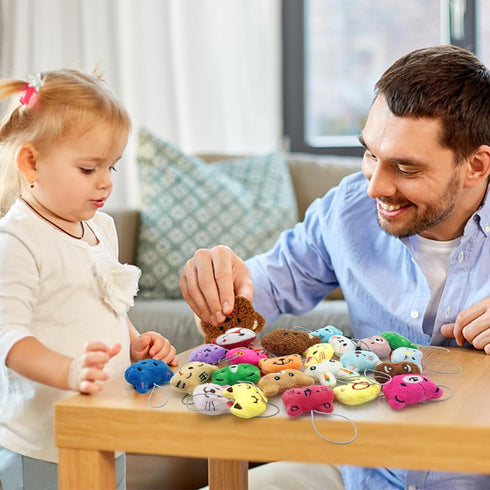 46 PCS Mini Animal Plush Toys Set - Cute Small Stuffed Toy Keychains for Party Favors and Classroom Prizes