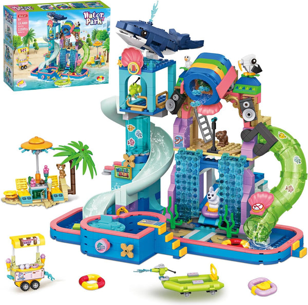 WinGift 1150Pcs Friends Water Park Building Set, STEM Summer Fun Party Toy
